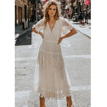Load image into Gallery viewer, v-neck short sleeve lace dress