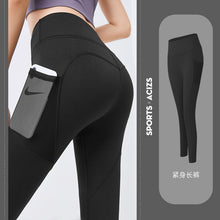 Load image into Gallery viewer, Peach hip fitness pants thin quick-dry elastic sports tights mesh screen side pocket running bottom yoga pants.