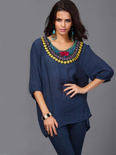 Load image into Gallery viewer, Unique Bohemia Half Sleeve Embroidery Blouse Tops