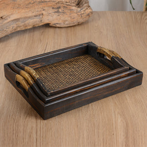 Thai crafts rattan weaving tea tray  essential oil tray household fruits and vegetables storage