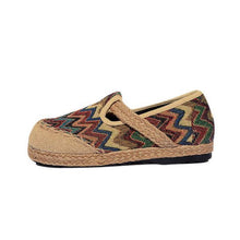 Load image into Gallery viewer, Vintage Pattern Colorful Stripe Flax National Wind Retro Slip On Flat Shoes