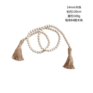 Log color tassel Wood Bead Pendant DIY handmade jewelry accessories string hemp rope Home Decoration pendant