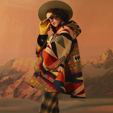 Load image into Gallery viewer, Long-sleeved hooded coat printed woolen coat