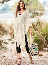 Load image into Gallery viewer, Knitted hollow loose beach skirt sunscreen sexy swimsuit hoodie shawl beach skirt.