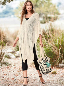 Knitted hollow loose beach skirt sunscreen sexy swimsuit hoodie shawl beach skirt.