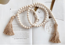 Load image into Gallery viewer, Log color tassel Wood Bead Pendant DIY handmade jewelry accessories string hemp rope Home Decoration pendant