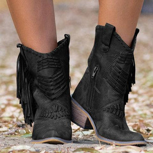 Large-yard tasser boots with a thick-heeled side zippered women's boots Female Boots.