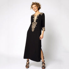 Load image into Gallery viewer, Beach blouse man cotton long sleeve embroidered robe resort dress