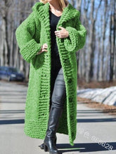 Load image into Gallery viewer, Autumn winter cardigan solid color medium length thick thread sweater sweater coat