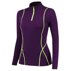 Women's autumn and winter fleece long-sleeved yoga sportswear fitness running slim top half zipper sweater