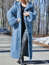 Load image into Gallery viewer, Autumn winter cardigan solid color medium length thick thread sweater sweater coat