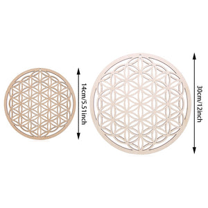 1PC Flower of Life Shape Wooden Wall Sign Laser Cut Non-slip Coaster Set Wood Placemats Table Mat Round Cup Pad Art Home Decor