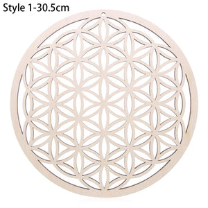 1PC Flower of Life Shape Wooden Wall Sign Laser Cut Non-slip Coaster Set Wood Placemats Table Mat Round Cup Pad Art Home Decor