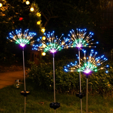 Load image into Gallery viewer, 1PC Solar Fireworks Lamp Outdoor Grass Globe Dandelion Flash String Fairy lights 90 /120/150 LED For Garden Lawn Holiday Light