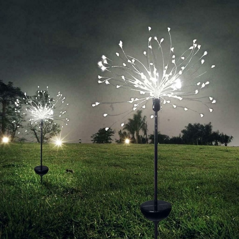1PC Solar Fireworks Lamp Outdoor Grass Globe Dandelion Flash String Fairy lights 90 /120/150 LED For Garden Lawn Holiday Light