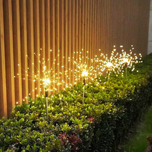 Load image into Gallery viewer, 1PC Solar Fireworks Lamp Outdoor Grass Globe Dandelion Flash String Fairy lights 90 /120/150 LED For Garden Lawn Holiday Light