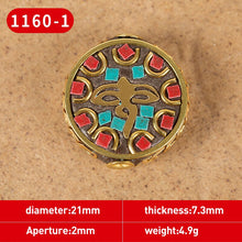 Load image into Gallery viewer, 1Pc 15 Styles Retro Nepal Beads Handmade Red Coral Tibetan Bead Antique Golden For Jewelry Components Making DIY Bracelets