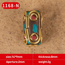 Load image into Gallery viewer, 1Pc 15 Styles Retro Nepal Beads Handmade Red Coral Tibetan Bead Antique Golden For Jewelry Components Making DIY Bracelets