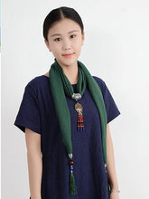 Load image into Gallery viewer, Autumn And Winter New Fringed Linen Cotton Solid Color Bohemian Shawl Scarf