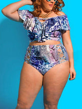 Load image into Gallery viewer, Solid Color Print Plus Size Swimsuit Bikini