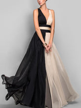 Load image into Gallery viewer, Two-color Sleeveless V-Neck Maxi Evening Dress