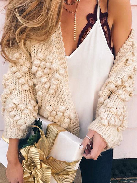 Winter Hairball Knitted Cardigan O Neck Long Sleeve Jumper Sweaters