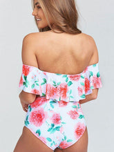 Load image into Gallery viewer, Strapless High Waist Floral Printed Off-the-shoulder Ruffled Swimsuit-3