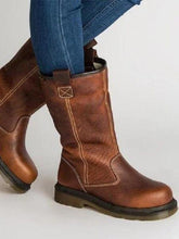 Load image into Gallery viewer, Casual Block Heel Round Toe Brown Boots