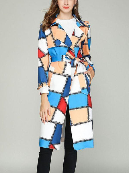 Autume Long Mid-Length Slim Waistband Fashion Casual Color Coat