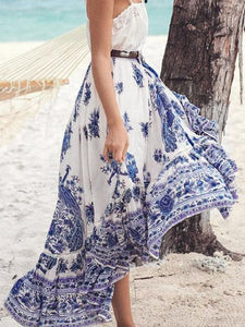 Bohemian Tribal Floral Skirt Knee Lengt Summer Beach Long Casual Skirt