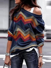 Load image into Gallery viewer, Loose Sloping Shoulder Long Sleeves Pullover Tops