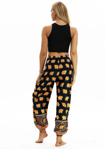 Thailand Nepal travel high waist yoga pants high waist slim wide leg pants