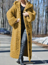 Load image into Gallery viewer, Autumn winter cardigan solid color medium length thick thread sweater sweater coat