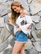 Load image into Gallery viewer, Fashion White Floral Off Shoulder Bohemia Blouse Shirt Tops