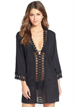 Load image into Gallery viewer, Pretty V-Neck Lace 3/4 Sleeve Blouse Cover-ups Tops
