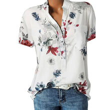 Load image into Gallery viewer, Fashion Women Blouses Printing Pocket Plus SizeShort Sleeve Tops