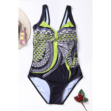 Load image into Gallery viewer, New Female High Waist One-piece Swimsuit Chic Print V-neck Sleeveless Slim Plus Size Sling One-piece Swimwear