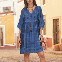 Load image into Gallery viewer, Women Summer Dress Boho Style Floral Print Chiffon Beach Mini Dress