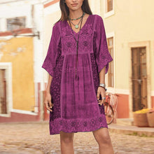 Load image into Gallery viewer, Women Summer Dress Boho Style Floral Print Chiffon Beach Mini Dress
