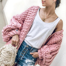 Load image into Gallery viewer, Women&#39;s Fashion Cardigans Thick Hand Knitted V-neck Open Stitch Sweaters Loose Oversized Sweater Winter Chic Boho Outerwear