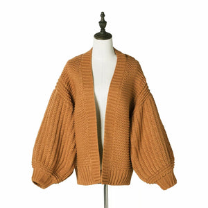 Women's Fashion Cardigans Thick Hand Knitted V-neck Open Stitch Sweaters Loose Oversized Sweater Winter Chic Boho Outerwear