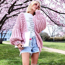 Load image into Gallery viewer, Women&#39;s Fashion Cardigans Thick Hand Knitted V-neck Open Stitch Sweaters Loose Oversized Sweater Winter Chic Boho Outerwear