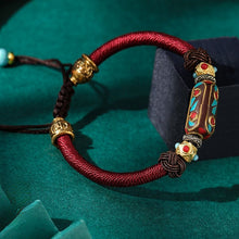 Load image into Gallery viewer, Dragon Knot Hand woven Bracelet Bohemian Women&#39;s Vintage Brass Ethnic Hand Rope Bracelet