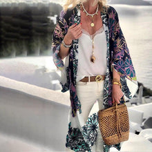 Load image into Gallery viewer, Chiffon Printed Belt Loose Seaside Holiday Beach Sunscreen Cardigan Cover Up