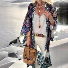 Load image into Gallery viewer, Chiffon Printed Belt Loose Seaside Holiday Beach Sunscreen Cardigan Cover Up