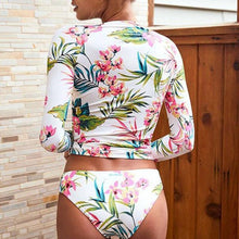 Load image into Gallery viewer, 2021 Long Sleeve Swimsuit Floral Print Bikini Bathing Suit Women Biquini High Neck Two Two-Piece Suits Swimwear Femlae Bikinis