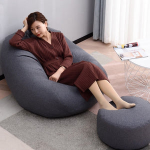 New Large Small Lazy Sofas Cover Chairs without Filler Linen Cloth Lounger Seat Bean Bag Pouf Puff Couch Tatami Living Room
