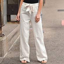 Load image into Gallery viewer, Women Pants Fashion Linen Cotton Solid Elastic Waist Trousers Female Plus Size Ankle-length Trousers Summer Casual Pants