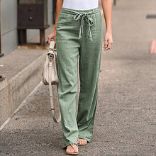 Load image into Gallery viewer, Women Pants Fashion Linen Cotton Solid Elastic Waist Trousers Female Plus Size Ankle-length Trousers Summer Casual Pants