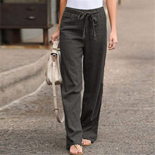 Load image into Gallery viewer, Women Pants Fashion Linen Cotton Solid Elastic Waist Trousers Female Plus Size Ankle-length Trousers Summer Casual Pants